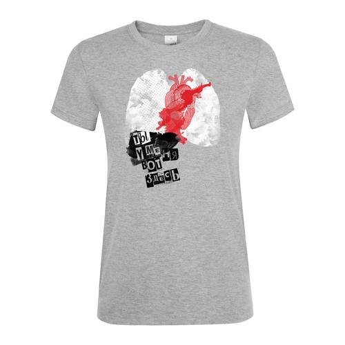 Футболка женская «Ты у меня вот здесь», серый меланж Футболка женская «Ты у меня вот здесь», серый меланж