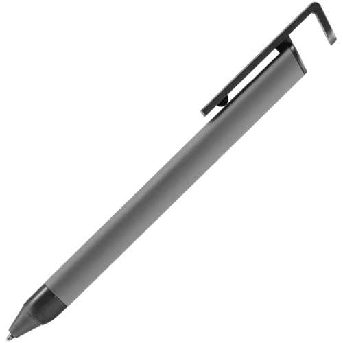 Ручка шариковая Standic с подставкой для телефона, серая Ручка шариковая Standic с подставкой для телефона, серая