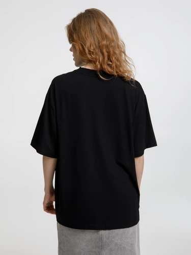 Футболка оверсайз унисекс Lavinia, черная Футболка оверсайз унисекс Lavinia, черная