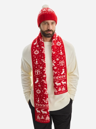 Шарф Holidale, красный с молочным Шарф Holidale, красный с молочным