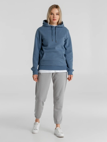 Толстовка с капюшоном унисекс King, серо-синяя Толстовка с капюшоном унисекс King, серо-синяя