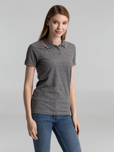 Рубашка поло женская Paname Women, черный меланж Рубашка поло женская Paname Women, черный меланж