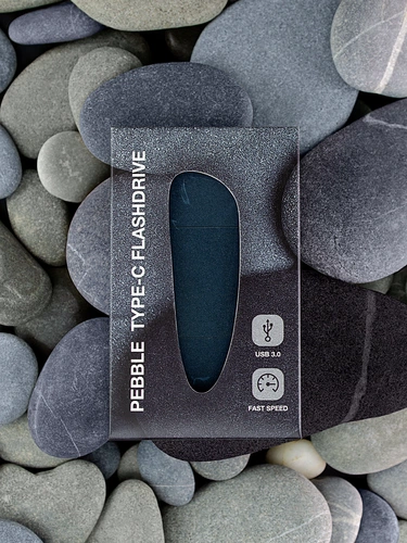 Флешка Pebble Type-C, USB 3.0, серо-синяя, 32 Гб Флешка Pebble Type-C, USB 3.0, серо-синяя, 32 Гб