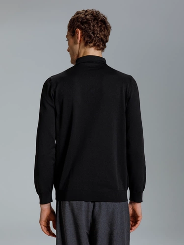 Рубашка поло мужская с длинным рукавом Terrazzo, черная Рубашка поло мужская с длинным рукавом Terrazzo, черная