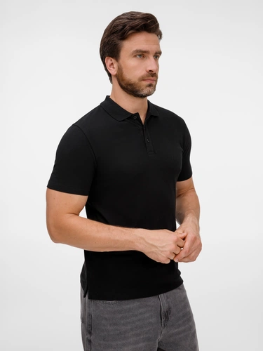 Рубашка поло унисекс Tervise, черная Рубашка поло унисекс Tervise, черная