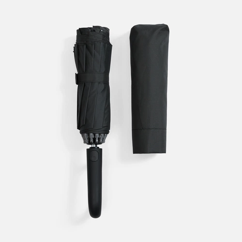 Зонт обратного сложения inLoop с ручкой-карабином, черный Зонт обратного сложения inLoop с ручкой-карабином, черный