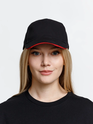 Бейсболка Long Beach, черная с красным Бейсболка Long Beach, черная с красным