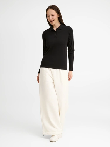 Рубашка поло женская с длинным рукавом Perfect LSL Women, черная Рубашка поло женская с длинным рукавом Perfect LSL Women, черная