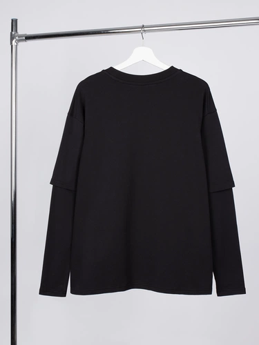 Футболка оверсайз с двойным рукавом Kosmos, черная Футболка оверсайз с двойным рукавом Kosmos, черная