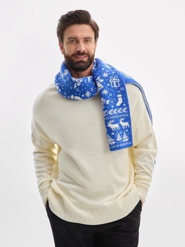 Шарф Holidale, синий с молочным Шарф Holidale, синий с молочным