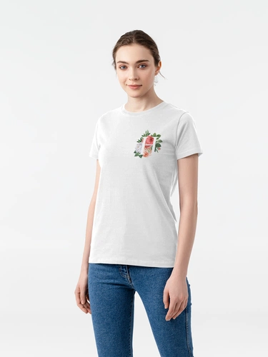 Футболка женская «Цветочная азбука: Н», белая Футболка женская «Цветочная азбука: Н», белая