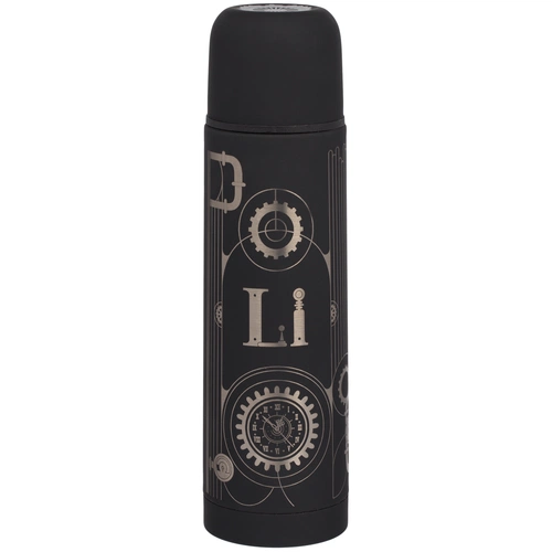 Термос Skydive с круговой гравировкой и тампопечатью, черный Термос Skydive с круговой гравировкой и тампопечатью, черный