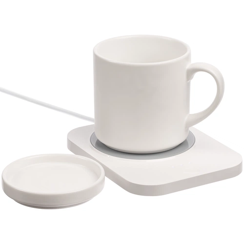 Кружка с подогревом и беспроводной зарядкой dualBase plus, белая Кружка с подогревом и беспроводной зарядкой dualBase plus, белая