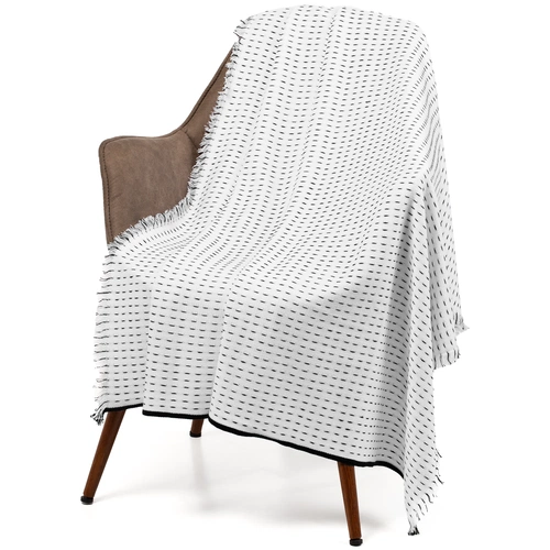 Плед Fringy, белый с черным Плед Fringy, белый с черным