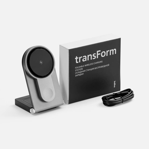 Складная станция беспроводной зарядки transForm, серый металлик Складная станция беспроводной зарядки transForm, серый металлик