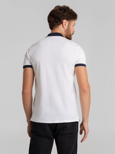 Рубашка поло Prince 190, белая с темно-синим Рубашка поло Prince 190, белая с темно-синим