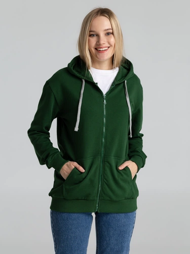 Толстовка с капюшоном на молнии Unit Siverga Heavy, темно-зеленая Толстовка с капюшоном на молнии Unit Siverga Heavy, темно-зеленая