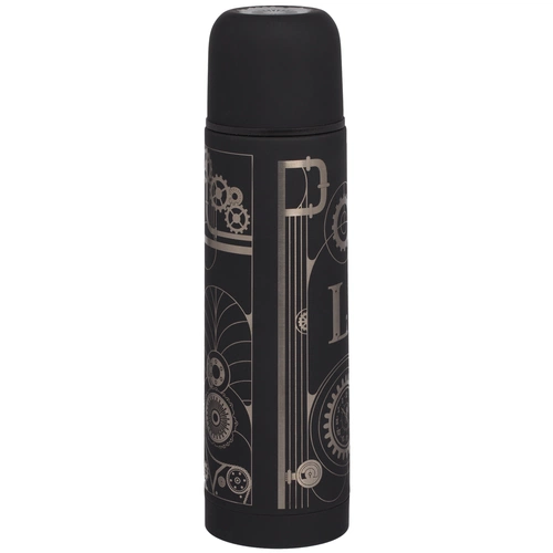 Термос Skydive с круговой гравировкой и тампопечатью, черный Термос Skydive с круговой гравировкой и тампопечатью, черный