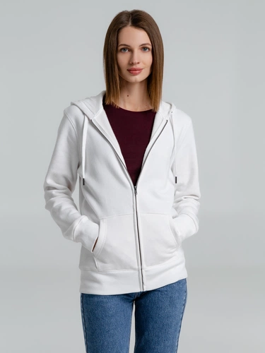 Толстовка на молнии с капюшоном унисекс King, белая Толстовка на молнии с капюшоном унисекс King, белая