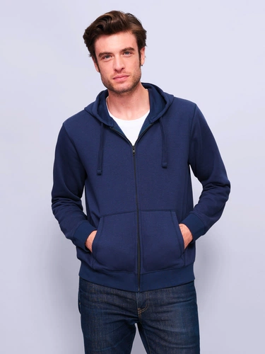 Толстовка мужская на молнии с капюшоном Spike Men, темно-синяя Толстовка мужская на молнии с капюшоном Spike Men, темно-синяя