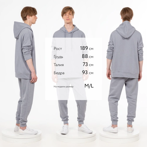 Худи унисекс H2, серое Худи унисекс H2, серое