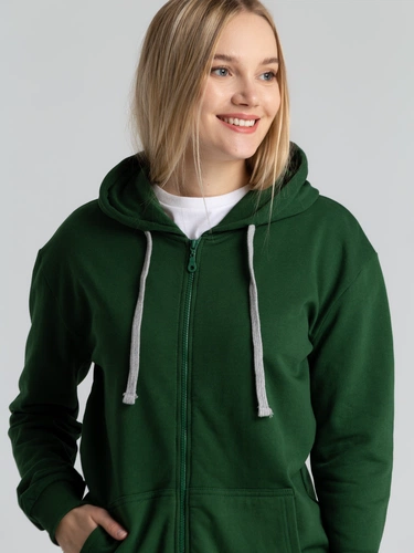 Толстовка с капюшоном на молнии Unit Siverga Heavy, темно-зеленая Толстовка с капюшоном на молнии Unit Siverga Heavy, темно-зеленая