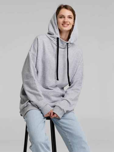 Худи оверсайз «Чистая соль», серый меланж Худи оверсайз «Чистая соль», серый меланж