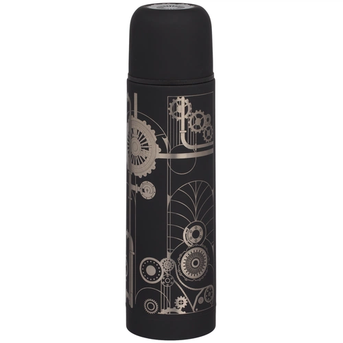 Термос Skydive с круговой гравировкой и тампопечатью, черный Термос Skydive с круговой гравировкой и тампопечатью, черный