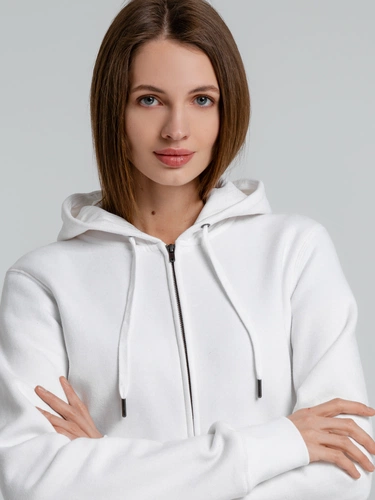 Толстовка на молнии с капюшоном унисекс King, белая Толстовка на молнии с капюшоном унисекс King, белая