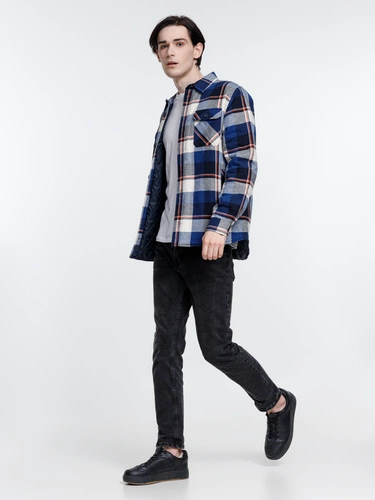 Куртка-рубашка оверсайз унисекс Noah, синяя Куртка-рубашка оверсайз унисекс Noah, синяя