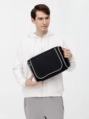 Сумка для обуви Equipex, черная с белым Сумка для обуви Equipex, черная с белым