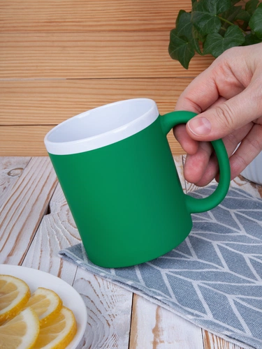 Кружка StopSpot с покрытием софт-тач, зеленая Кружка StopSpot с покрытием софт-тач, зеленая