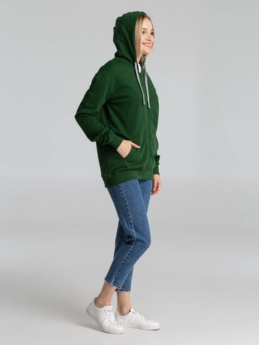 Толстовка с капюшоном на молнии Unit Siverga Heavy, темно-зеленая Толстовка с капюшоном на молнии Unit Siverga Heavy, темно-зеленая