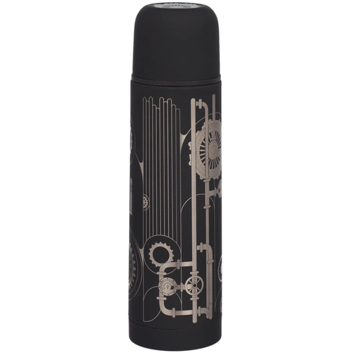 Термос Skydive с круговой гравировкой и тампопечатью, черный Термос Skydive с круговой гравировкой и тампопечатью, черный