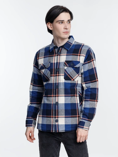 Куртка-рубашка оверсайз унисекс Noah, синяя Куртка-рубашка оверсайз унисекс Noah, синяя