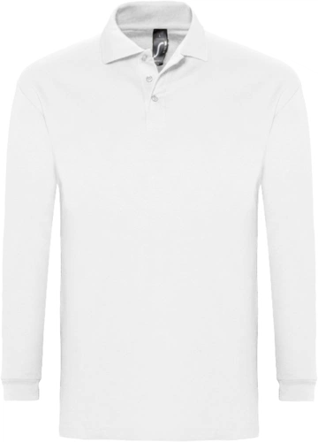 Рубашка поло мужская с длинным рукавом Winter II 210 белая Рубашка поло мужская с длинным рукавом Winter II 210 белая