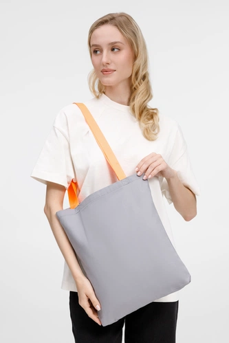 Шопер B4, серый с оранжевыми ручками Шопер B4, серый с оранжевыми ручками