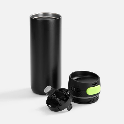 Термостакан X1 с цветной кнопкой, черный с желтым Термостакан X1 с цветной кнопкой, черный с желтым