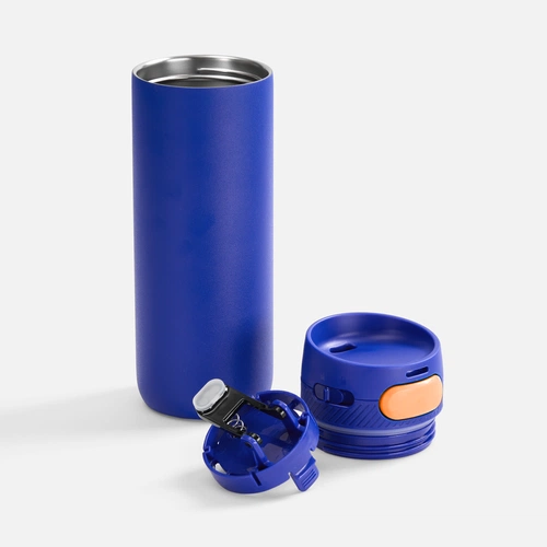 Термостакан X1 с цветной кнопкой, синий с оранжевым Термостакан X1 с цветной кнопкой, синий с оранжевым