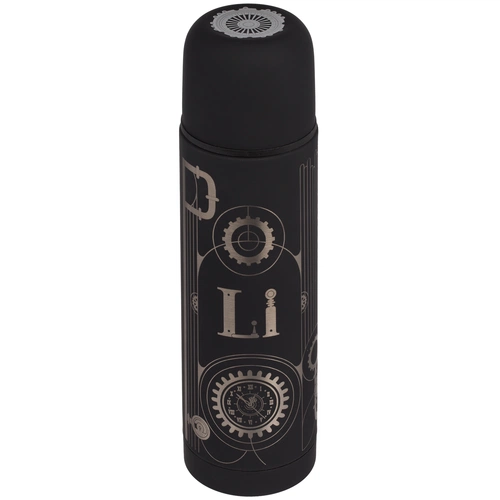 Термос Skydive с круговой гравировкой и тампопечатью, черный Термос Skydive с круговой гравировкой и тампопечатью, черный