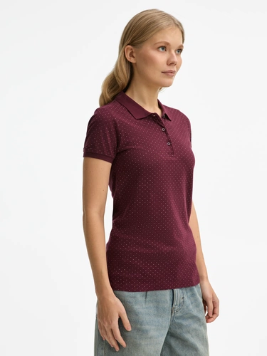 Рубашка поло женская Brandy Women, бордовая с белым Рубашка поло женская Brandy Women, бордовая с белым