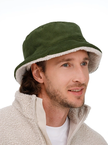 Панама Bucket двусторонняя утепленная, хаки с бежевым Панама Bucket двусторонняя утепленная, хаки с бежевым