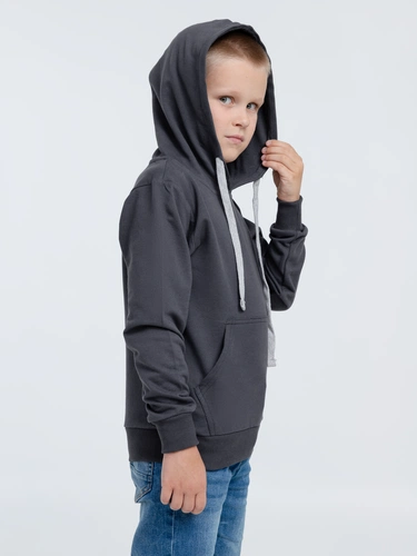 Толстовка с капюшоном детская Kirenga Kids, темно-серая (графит) Толстовка с капюшоном детская Kirenga Kids, темно-серая (графит)