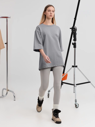 Футболка оверсайз унисекс Kosmos 2.0, светло-серая Футболка оверсайз унисекс Kosmos 2.0, светло-серая