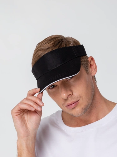 Козырек Active, черный с белым кантом Козырек Active, черный с белым кантом