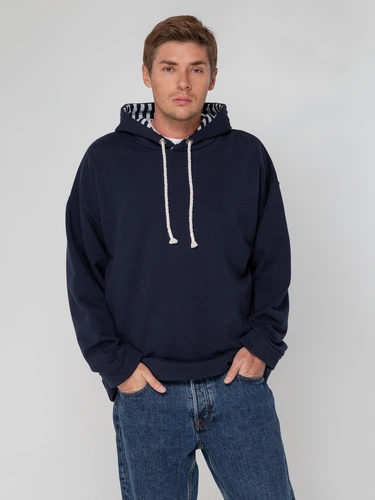 Худи унисекс оверсайз Seamark, темно-синее Худи унисекс оверсайз Seamark, темно-синее