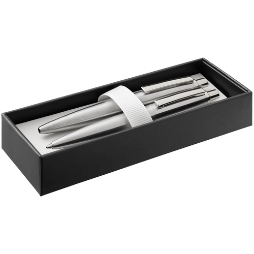 Набор из механического карандаша и ручки Poetica, серебристый Набор из механического карандаша и ручки Poetica, серебристый