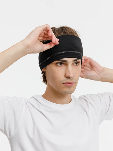 Спортивная повязка утепленная Jogge, черная Спортивная повязка утепленная Jogge, черная