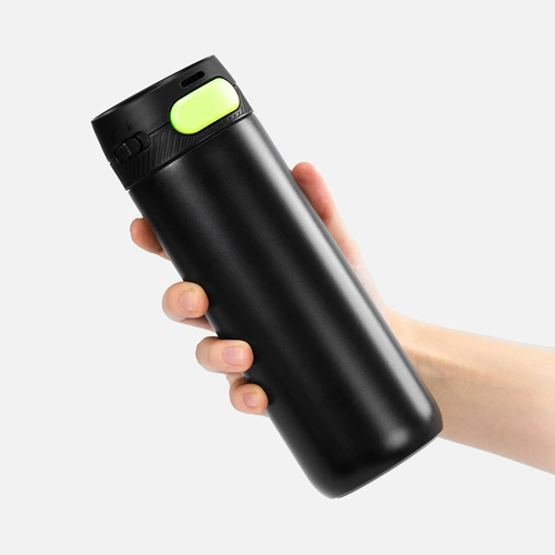 Термостакан X1 с цветной кнопкой, черный с желтым Термостакан X1 с цветной кнопкой, черный с желтым