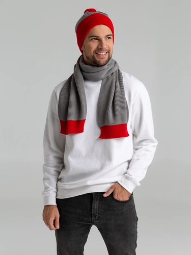 Шарф Snappy, светло-серый с красным Шарф Snappy, светло-серый с красным